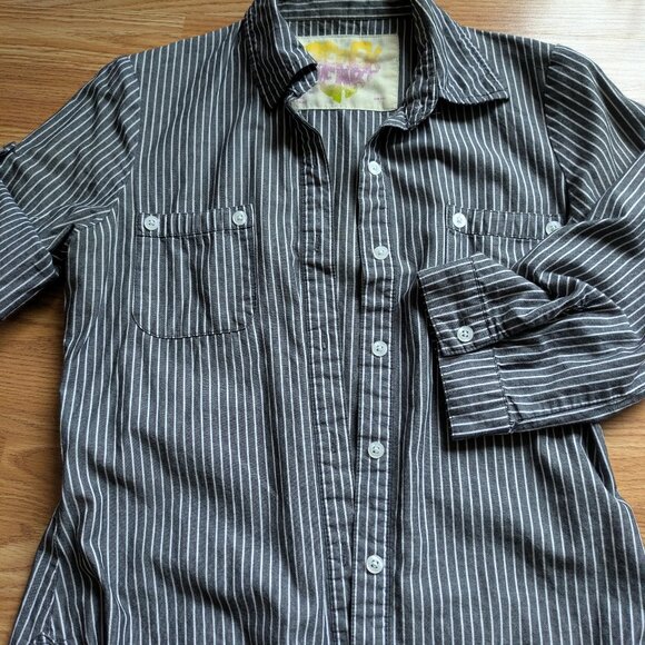 Black Pinstriped Button Down - Picture 2 of 4